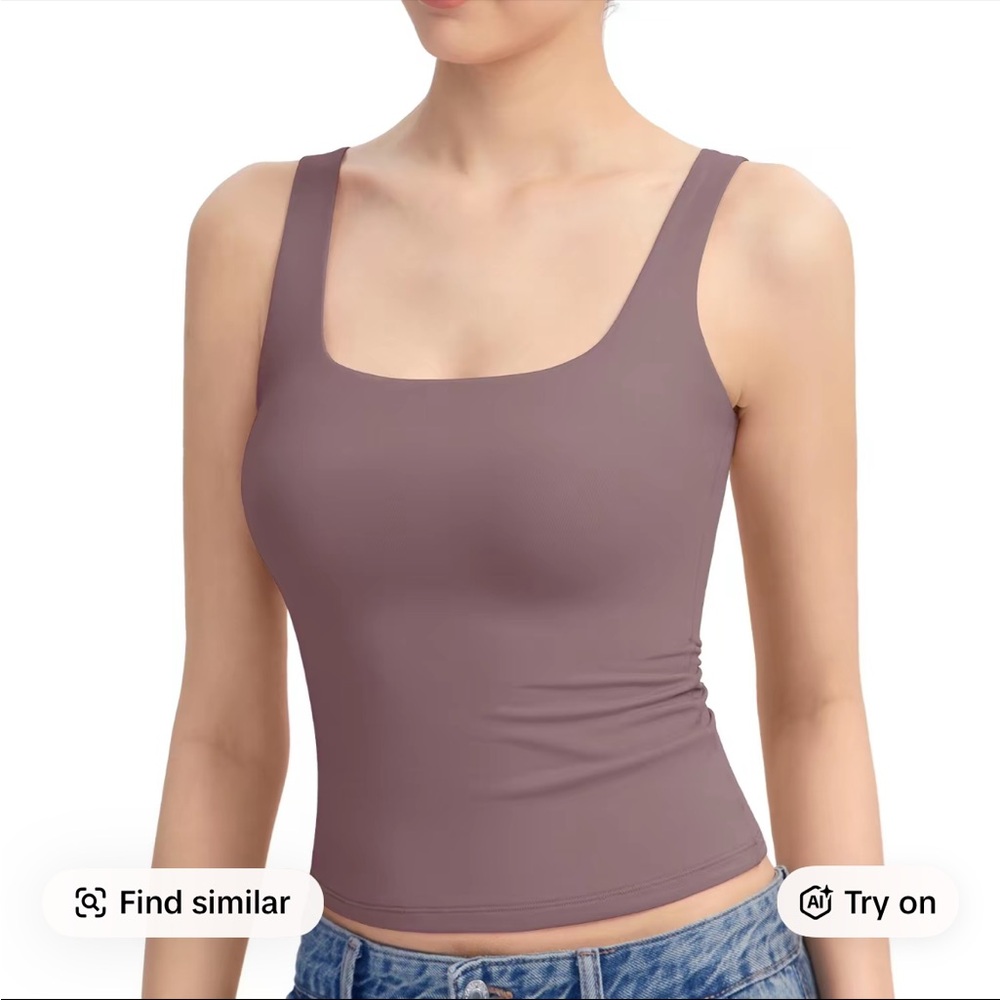 Sleeveless Square Neck Tank Top - Mauve